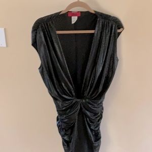 Black Reptile leatherlike sexy dress low neckline